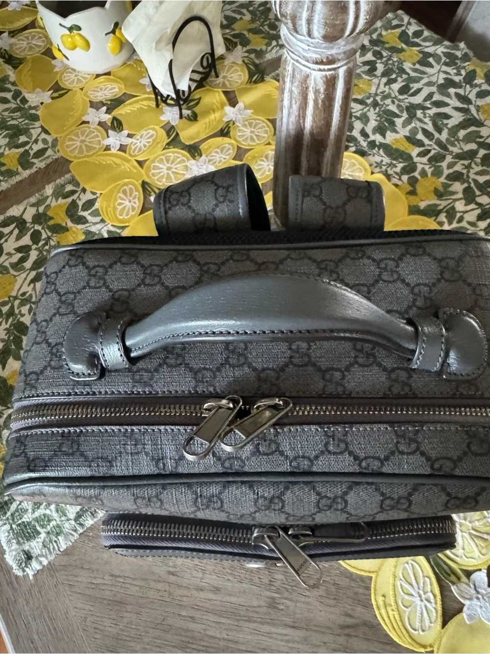 Gucci Unisex Gray GG Supreme Canvas Backpack Silver Double G Hardware